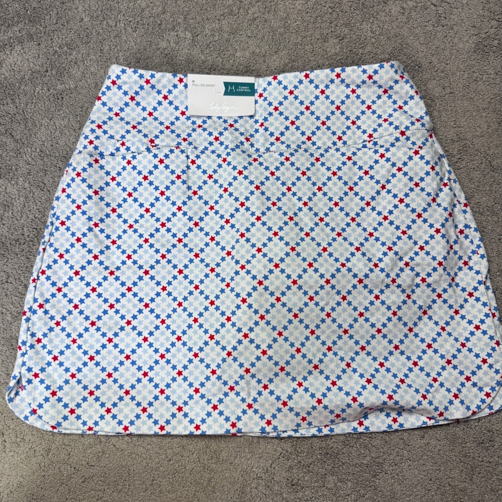 NEW Lady Hagen Women's Tummy Control Skorts Red White Blue Stars Golf Pickelball